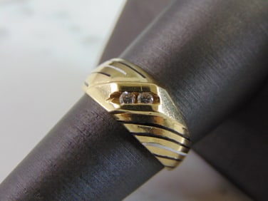 Mens Vintage Estate 14K Yellow Gold Diamond Ring