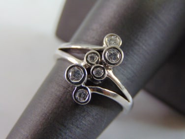 Womens 14K White Gold Diamond Ring