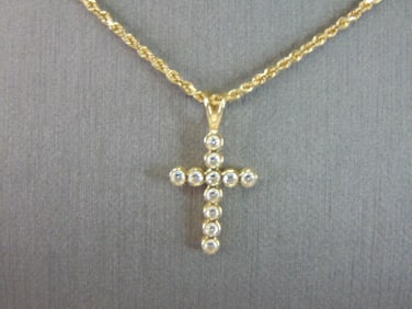 Womens Vintage 14K Gold Cross Pendant w/ Necklace