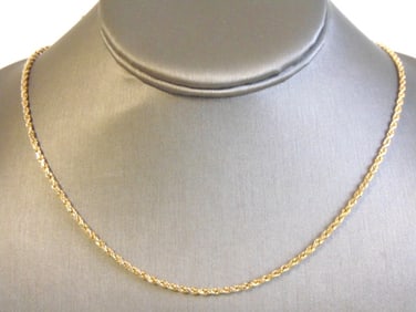 Vintage Estate 14K Yellow Gold Rope Chain Necklace