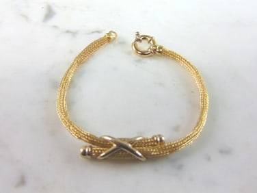 Womens Vintage Estate 18K Yellow Gold Mesh Bracelet