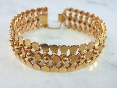 Womens Elegant Vintage Estate 14K Yellow Gold Bracelet