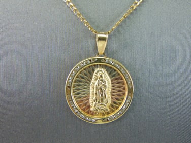 14K Mixed Gold Necklace W/ Religious Pendant
