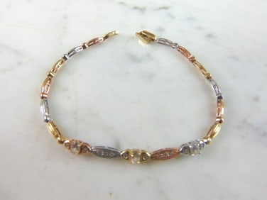 Womens Vintage Estate 14K Mixed Gold Tennis Bracelet