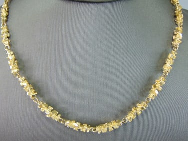 Womens Vintage 14K Gold Nugget Chain Link Necklace
