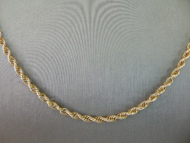 Womens Vintage Estate 14K Yellow Gold Rope Necklace