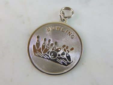 Womens Vintage Estate Sterling Silver Bowling Charm