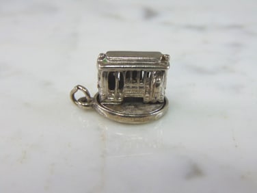 Womens Vintage Estate Sterling Silver Trolley Charm