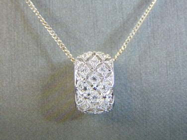 Womens Vintage Sterling Silver CZ Pendant W/ Necklace
