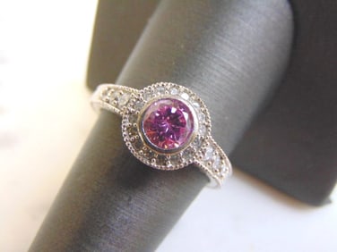 Womens Vintage Estate Sterling Silver Rose Quartz Ring