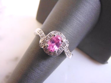 Womens Vintage Estate Sterling Silver Rose Quartz Ring