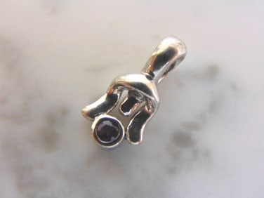 Womens Vintage Sterling Silver Amethyst Stone Pendant