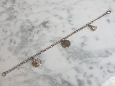 Womens Vintage Estate Sterling Silver Charm Bracelet