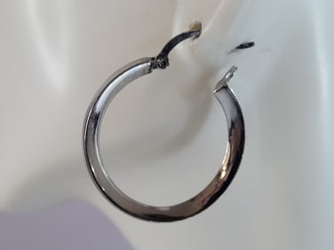 Womens Vintage Estate Sterling Silver Hoop Earrings