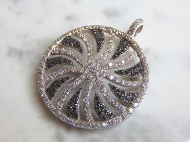 Womens Vintage Estate Sterling Silver CZ Stone Pendant
