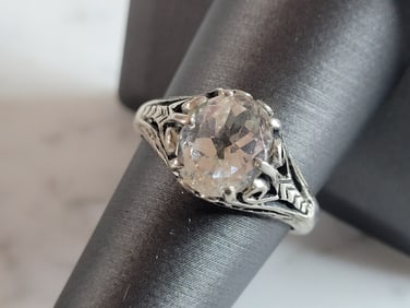 Womens Vintage Estate Sterling Silver CZ Kabana Ring