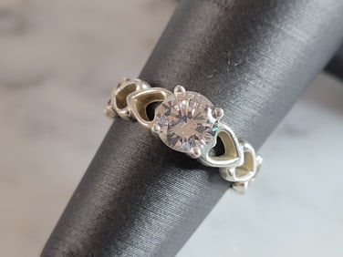 Womens Vintage Estate Sterling Silver CZ Ring