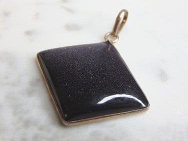 Womens Sterling Silver Dumortierite Stone Pendant