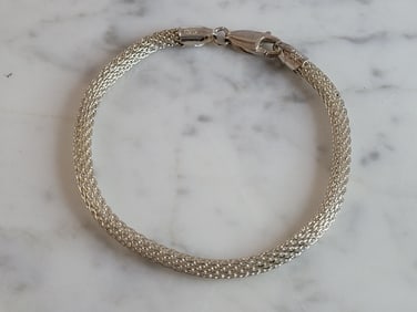 Womens Vintage Estate Sterling Silver Italian Mesh Bracelet
