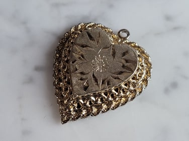 Womens Vintage Estate Gold Tone Sterling Silver Heart Pendant