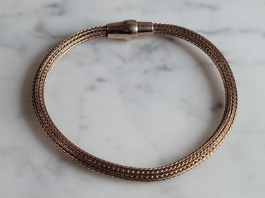 Womens Vintage Estate Sterling Silver Rose Tone Italian Mesh Bracelet