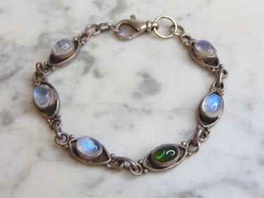 Womens Vintage Sterling Silver Multi Stone Bracelet
