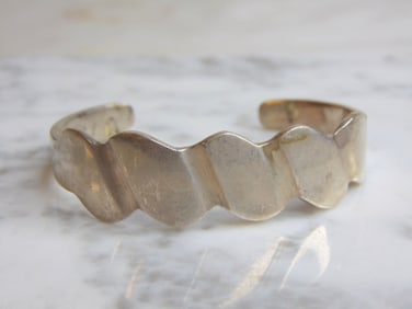 Womens Vintage Sterling Silver Modernist Cuff Bracelet