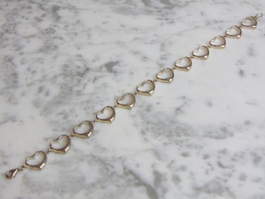 Womens Vintage Estate Sterling Silver Heart Bracelet