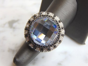 Womens Vintage Estate Sterling Silver CZ Stones Ring