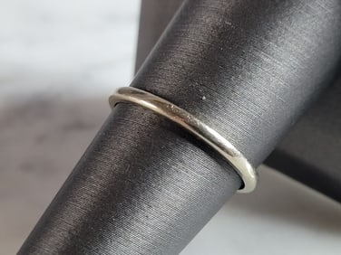 Womens Vintage Estate 14k White Gold Keepsake Wedding Band Ring