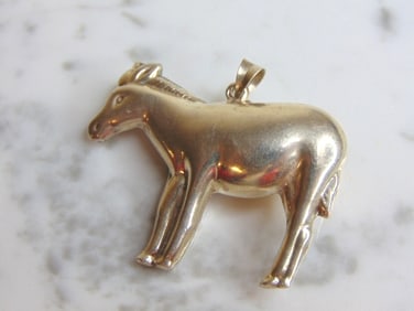 Womens Vintage Estate Sterling Silver Donkey Pendant