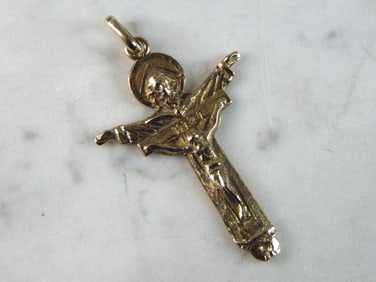 Vintage Estate 10K Yellow Gold Religious Cross Pendant