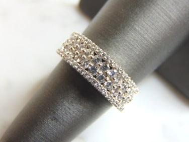 Womens Sterling Silver CZ Ring