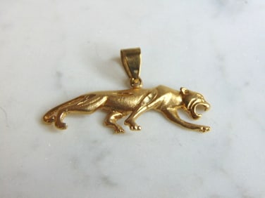 Vintage Estate 14K Yellow Gold Jaguar Pendant