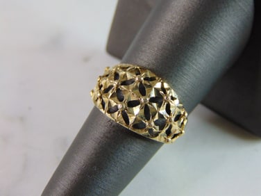 Womens Vintage Estate 10K Yellow Gold Modernist Ring