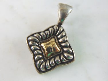Womens Vintage Sterling Silver & 14k Gold Pendant