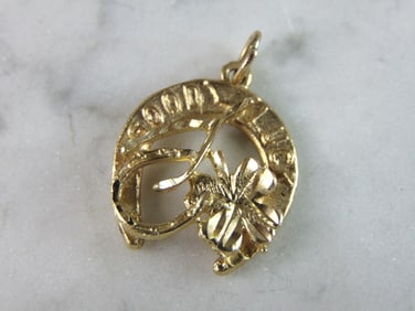 Womens Vintage Estate 14K Yellow Good Luck Horseshoe Charm