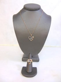 VINTAGE ESTATE WOMENS 14K GOLD NECKLACE PENDANT w/ RING