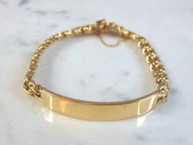 Vintage Estate 18K Yellow Gold ID Bracelet