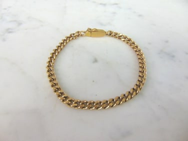 Womens Vintage Estate 18K Yellow Gold Chain Bracelet