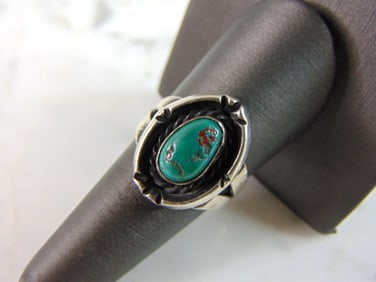 Womens Sterling Silver Southwestern Turquoise Ring