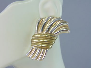 Womens Vintage Sterling Silver Modernist Earrings