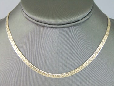 Womens Sterling Silver Italian Herringbone Necklace
