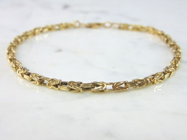 Womens Vintage Estate 14K Gold Byzantine Bracelet