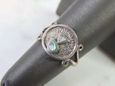 Sterling Silver Modern Abstract Abalone Ring