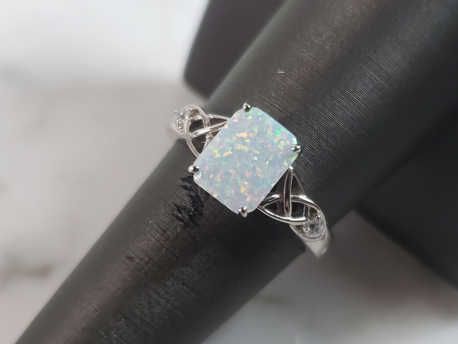 Womens Sterling Silver Modernist Opal Ring (1 of 5)