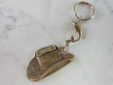 Vintage Estate Sterling Silver Cowboy Keychain