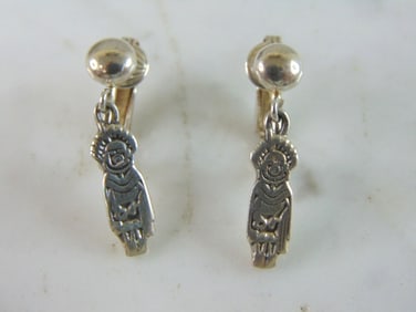Womens Sterling Silver Southwestern Clip on Earrings