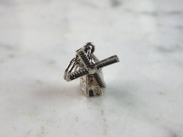 Womens Vintage Estate Sterling Silver Windmill Charm