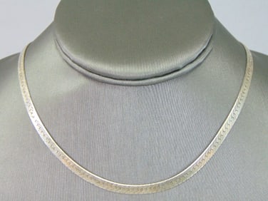 Womens Sterling Silver Italian Herringbone Necklace